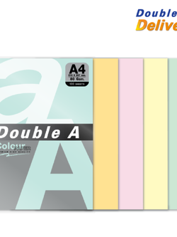 กระดาษสี Double A 80 แกรม แพ็ค 100 แผ่น คละ 5 สี พาสเทล (สีฟ้า, ส้ม, ชมพู, เหลือง, เขียว)
