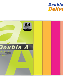 กระดาษสี 75 แกรม แพ็ค 100 แผ่น คละ 5 สีนีออน (เขียว, เหลือง, ส้ม, ชมพู, พันช์)