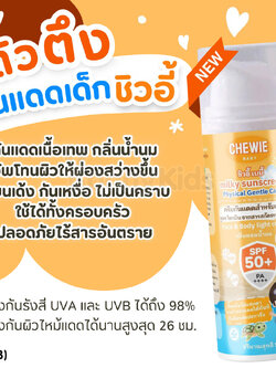(17933) Chewie (ชิวอี้) Milky Sunscreen ครีมกันแดดสำหรับเด็ก สูตร วิตามิน จากสารสกัดธรรมชาติ SPF50+ (สำหรับเด็ก 6 เดือนขึ้นไป)
