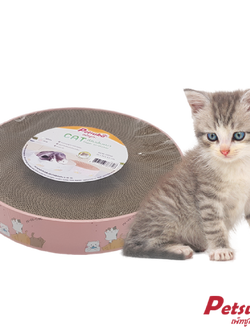 ที่ลับเล็บแมว Petsuka ทรงกลม ลายแมวการ์ตูน สีชมพู