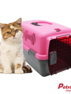 กล่องใส่สุนัขและแมว Petsuka Pet Cage กรงหิ้วสำหรับเดินทาง สีชมพู