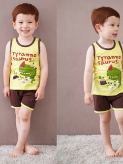 ชุดเสื้อกล้าม+กางเกงขาสั้นเด็ก ลายไดโนเสาร์ size 130