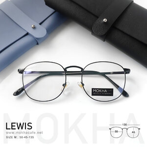 LEWIS - black กรอบแว่นตา ทรงเหลี่ยม กรอบโลหะ กว้าง 135 มม. (sizeM) H45