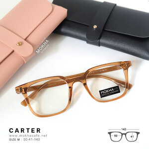 CARTER - clear brown กรอบแว่นตา ทรงเหลี่ยม แกนขาโลหะ กว้าง 140 มม. (sizeM) H41