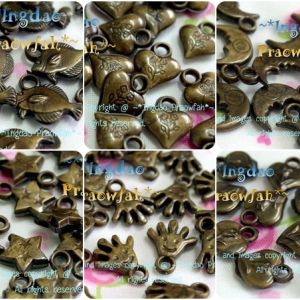 ลูกปัด+จี้ สีทองเหลืองรมดำ