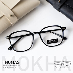 THOMAS - black กรอบแว่นตา ทรงเหลี่ยม TR90 กรอบยืดหยุ่น น้ำหนักเบา กว้าง 138 มม. (sizeM) H45