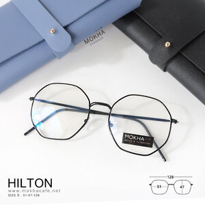 HILTON - black แว่นทรงเหลี่ยม กรอบโลหะ กว้าง 128 มม. (sizeS) H47