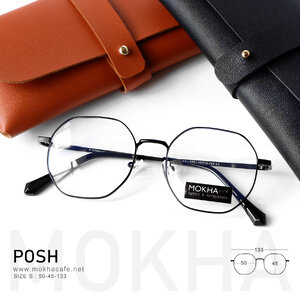 กรอบแว่น POSH - black กรอบโลหะ ทรงเหลี่ยม น้ำหนักเบา กว้าง 133 มม. (sizeS) H45