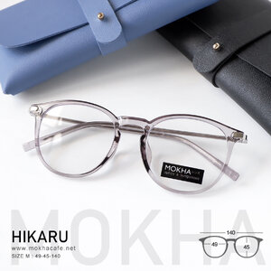 HIKARU - grey แว่นตาทรงหยดน้ำ กรอบพลาสติกยืดหยุ่น TR90 ขาลวดโลหะ กว้าง 140 มม. (sizeM) H45 19g