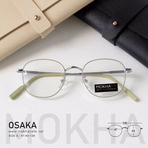 OSAKA - green silver แว่นตาทรงกลมรี กรอบแว่นโลหะ กว้าง 130 มม.(sizeS) H43
