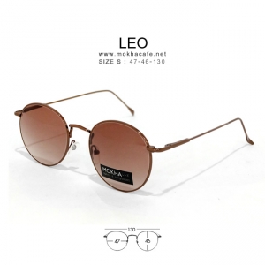 [pre-order] แว่นกันแดด LEO - brown กรอบโลหะ ทรงกลม กว้าง 130 มม.(sizeS)