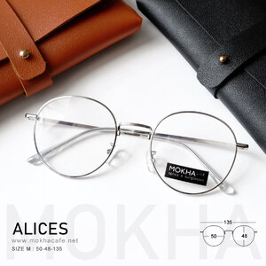 ALICES - silver แว่นตาทรงกลม กรอบโลหะ ขาสปริง กว้าง 135 มม.(sizeM) H48
