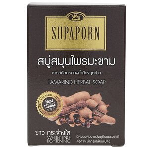 สบู่สมุนไพร มะขาม (SUPAPORN) 100 กรัม ► มะขาม คือ ที่สุดแห่ง AHA สารที่คนรักผิวรู้จักกันดีว่า ช่วยเปลี่ยนผิวที่หยาบเสีย ให้กลับมา ขาวสดใส มีชีวิตชีวา จมูกข้าว ช่วยทำให้ผิวไม่แห้งกร้าน นุ่มนวลน่าสัมผัส