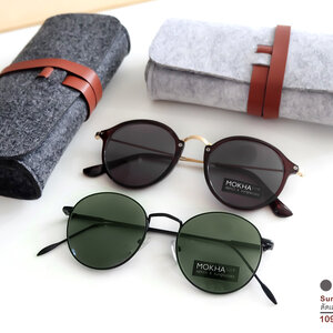 [pre-order] แว่นกันแดด LEO - green กรอบโลหะ ทรงกลม กว้าง 130 มม.(sizeS)