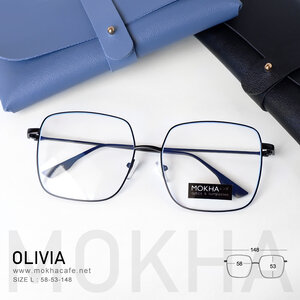OLIVIA - black แว่นทรงเหลี่ยม กรอบโลหะ Oversize กว้าง 148 มม. (sizeL) H53